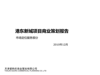 2010年12月天津港东新城项目商业策划报告.ppt